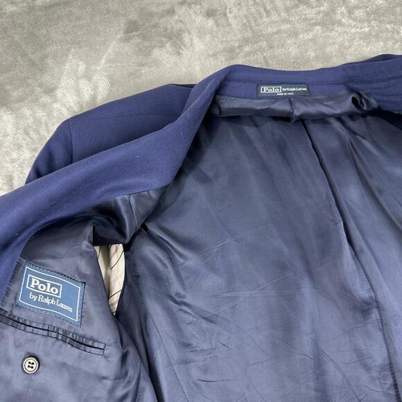 Vintage Polo Ralph Lauren Blazer Mens 44 Blue Flannel 100% Cashmere Jacket - Picture 4 of 8